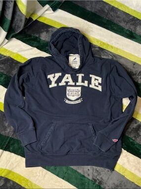League Navy Yale Pullover Hoodie with White Applique